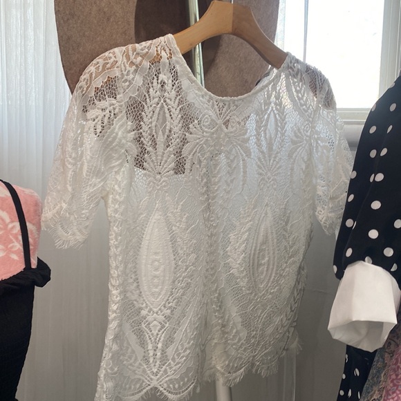 Zara Cream Lace Top Size M - Picture 6 of 6